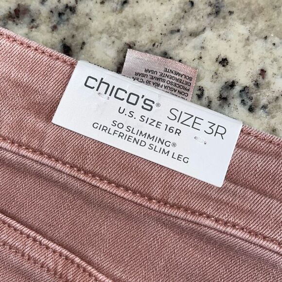 Chico’s So Slimming Girlfriend Ankle Jeans 3R‎ US 16R Vintage Mauve NWT - Picture 8 of 12